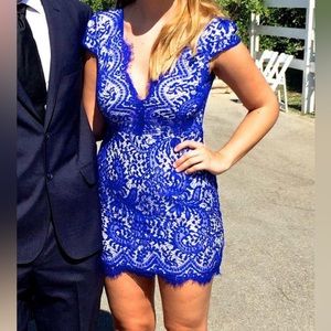 SHEIN Blue and White Lace Mini Dress